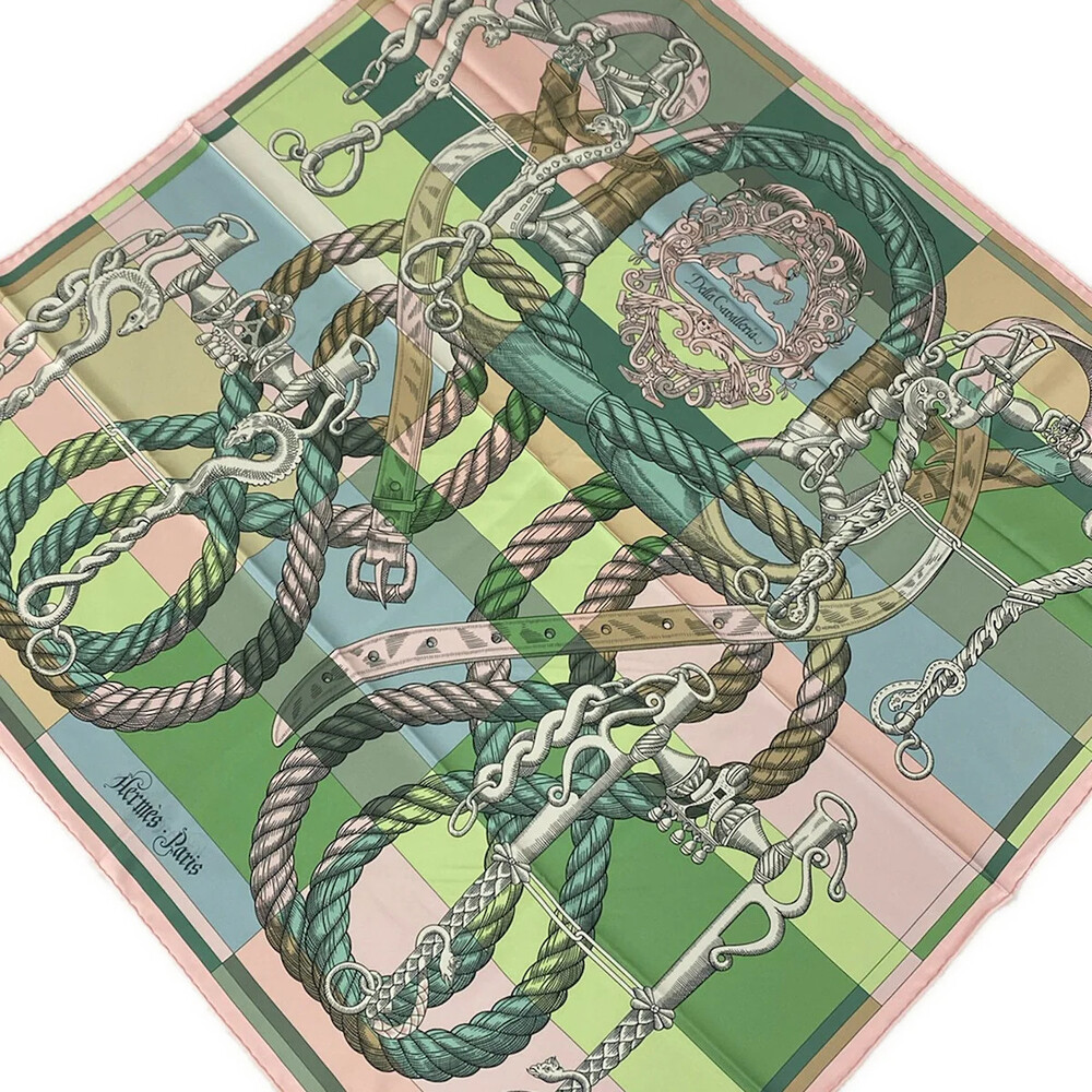 Hermes Carre 90 Green Light Pink Multi #320227H72B
